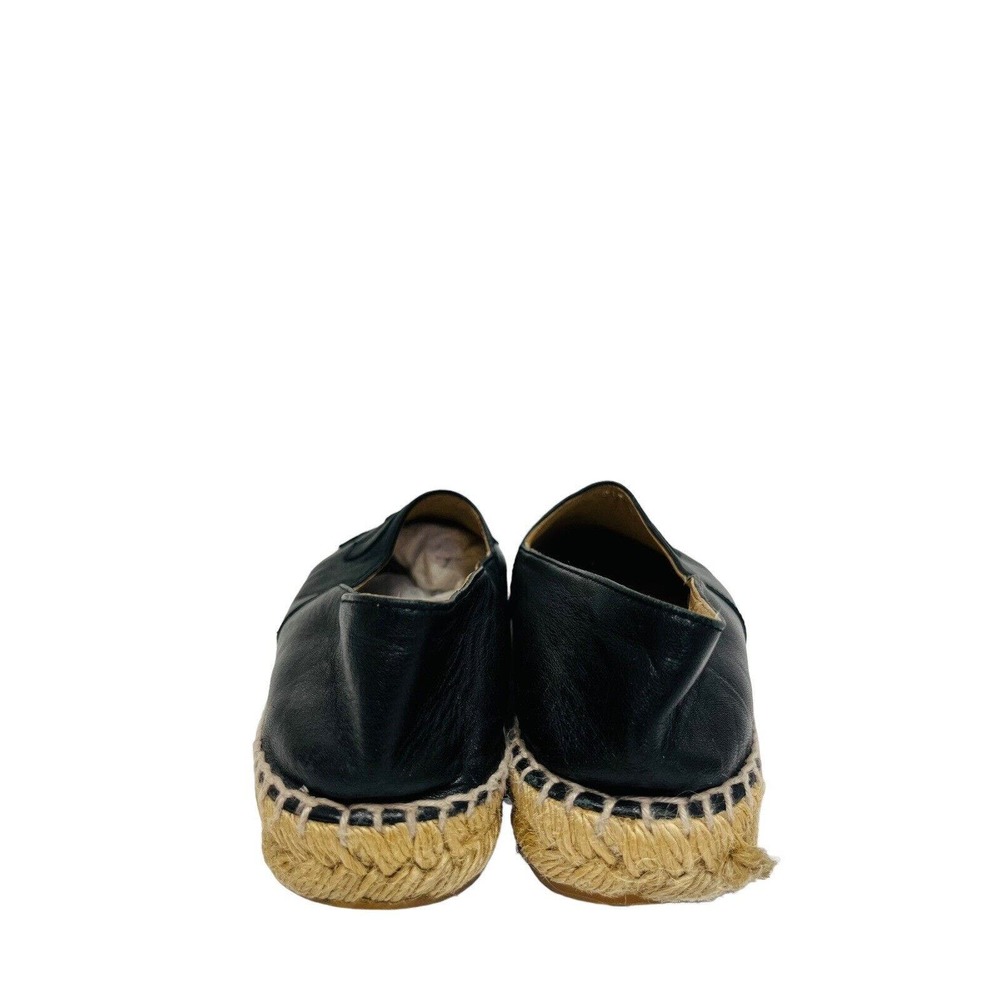 CHANEL Black Lambskin Leather CC Logo Espadrilles Flats Shoes Size 38 - Picture 4 of 9